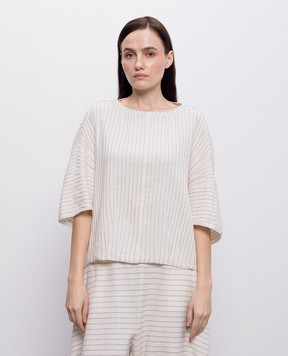 BOBOUTIC Ivory silk and linen top 5021