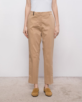 Peserico Brown pants with brand patch P0471801964