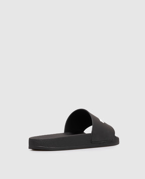 Palm Angels Black sliders with textured logo PMIC017S26MAT004