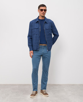 Castangia dal 1850 Blue shirt-style jacket made of wool, silk and linen AQMOD5225