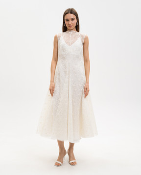 Marc Le Bihan Ivory floral embroidered silk dress 2166