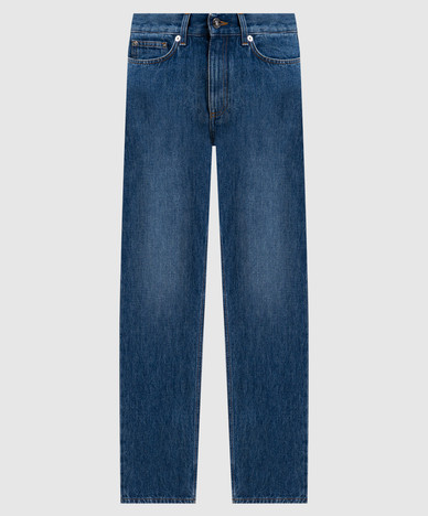 Blue jeans with logo patch