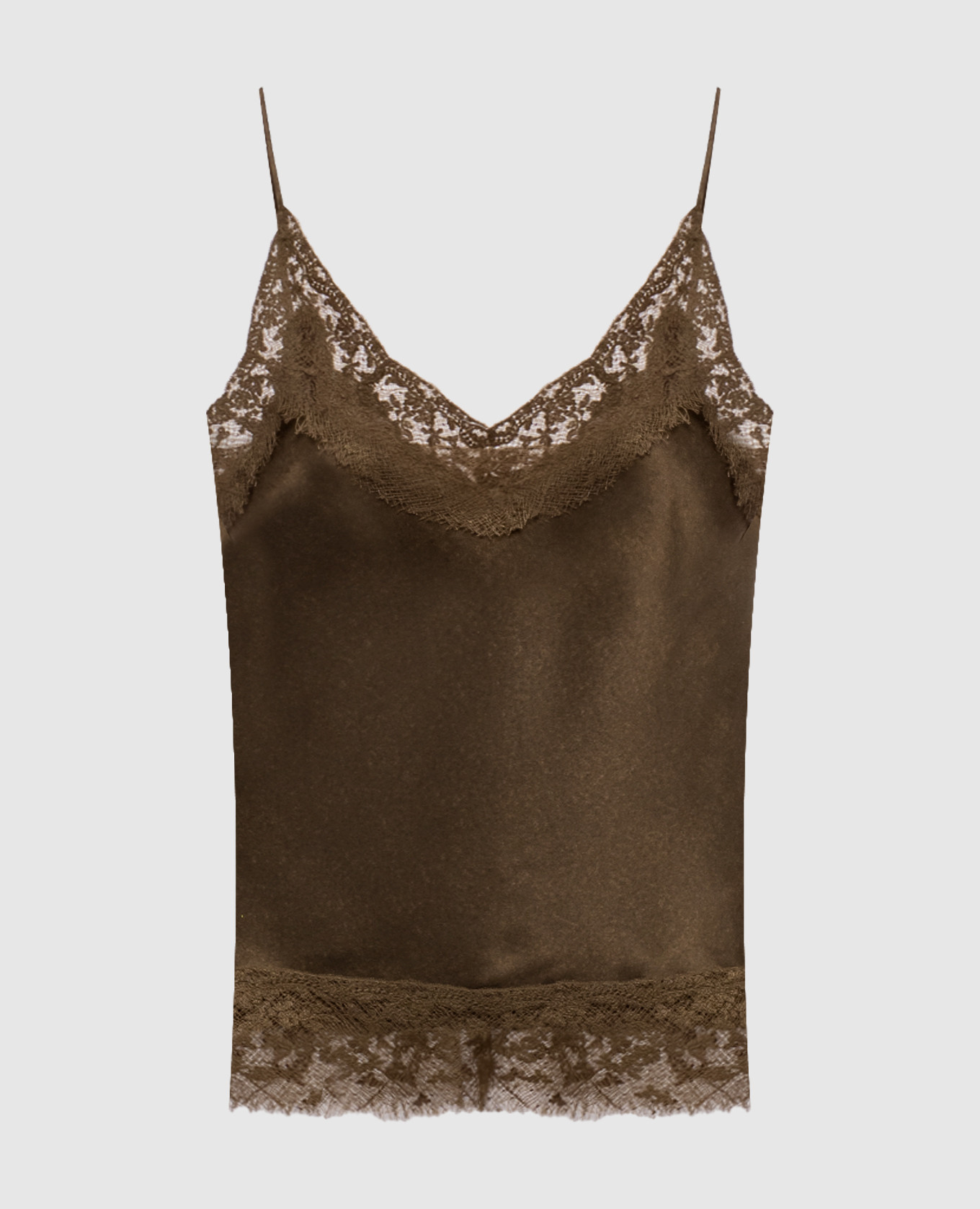 Khaki silk top with lace Ermanno Scervino