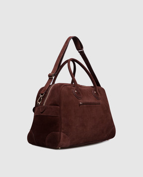 Brunello Cucinelli Brown Suede Weekender Travel Bag MBSFBU428