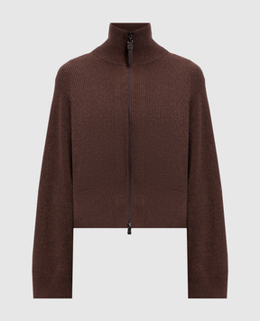 Brunello Cucinelli Brown cashmere cardigan with lurex M1E224716P