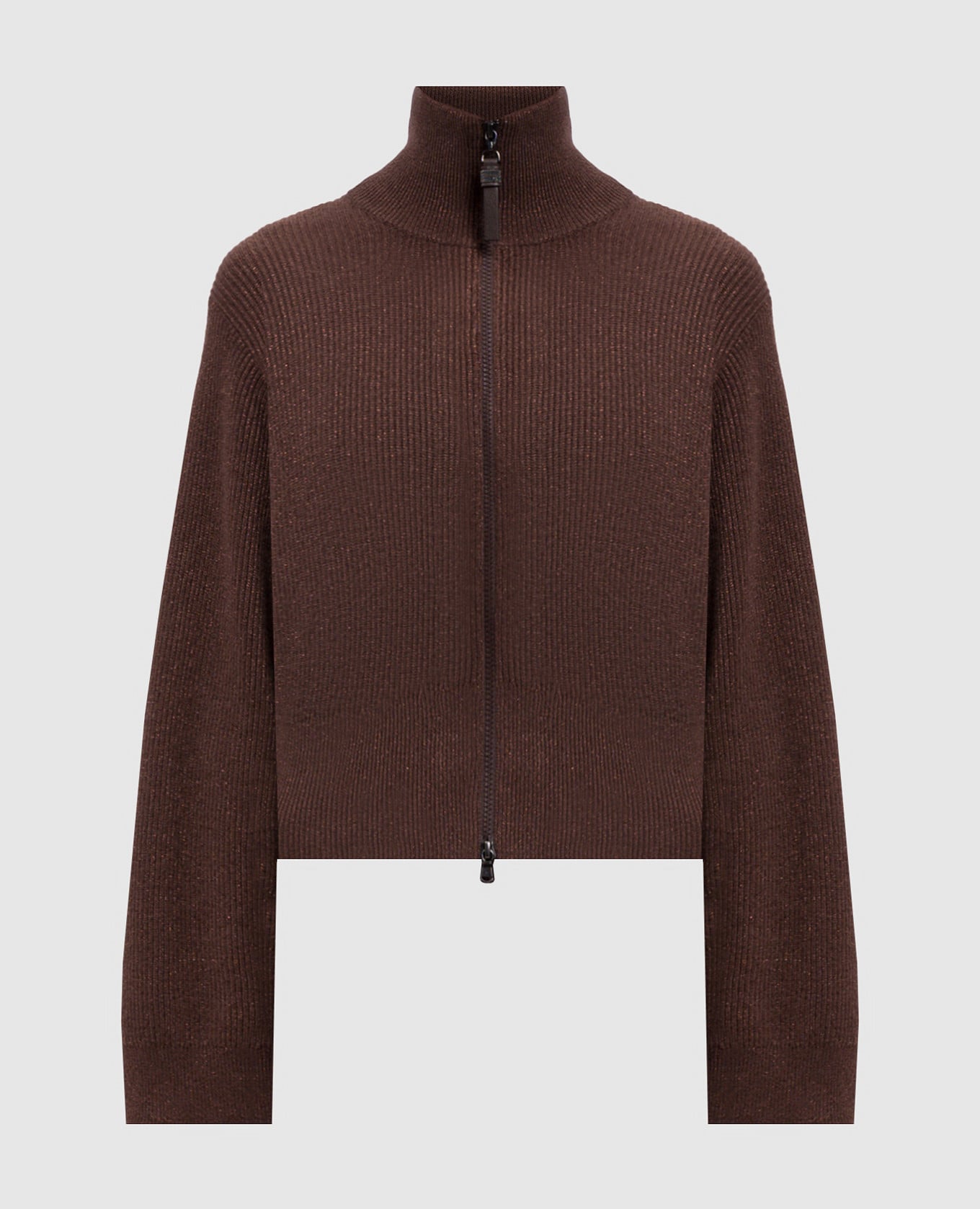 Brown cashmere cardigan with lurex
