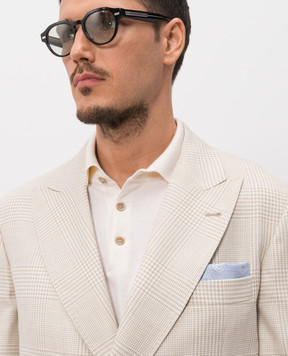 Brunello Cucinelli Blue patterned silk pachet MX8740091