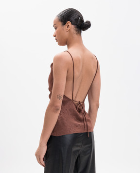 Maison Margiela MM6 Brown top with logo pattern S52NC0363M36007