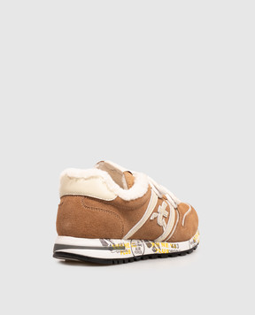 Premiata Children's brown suede sneakers Sky with fur 38M49548