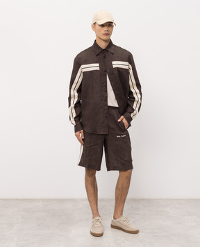 Palm Angels Brown linen shorts PMCB05CS26FAB001