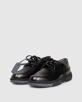 Off-White Black leather derby shoes with emblem OMIY002F25LEA001
