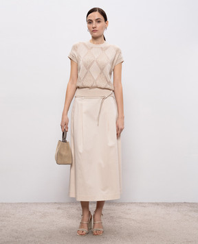 Peserico Beige midi skirt with belt P05699A01037