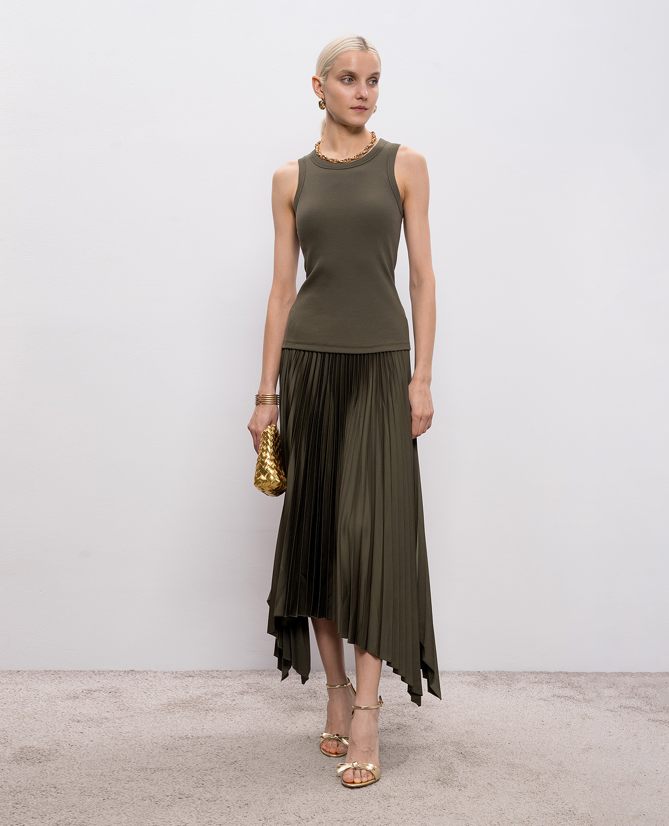 

Ade khaki asymmetric midi skirt JOSEPH