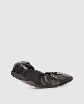 Maison Margiela MM6 Black leather ballet flats with logo S59WZ0106P7565