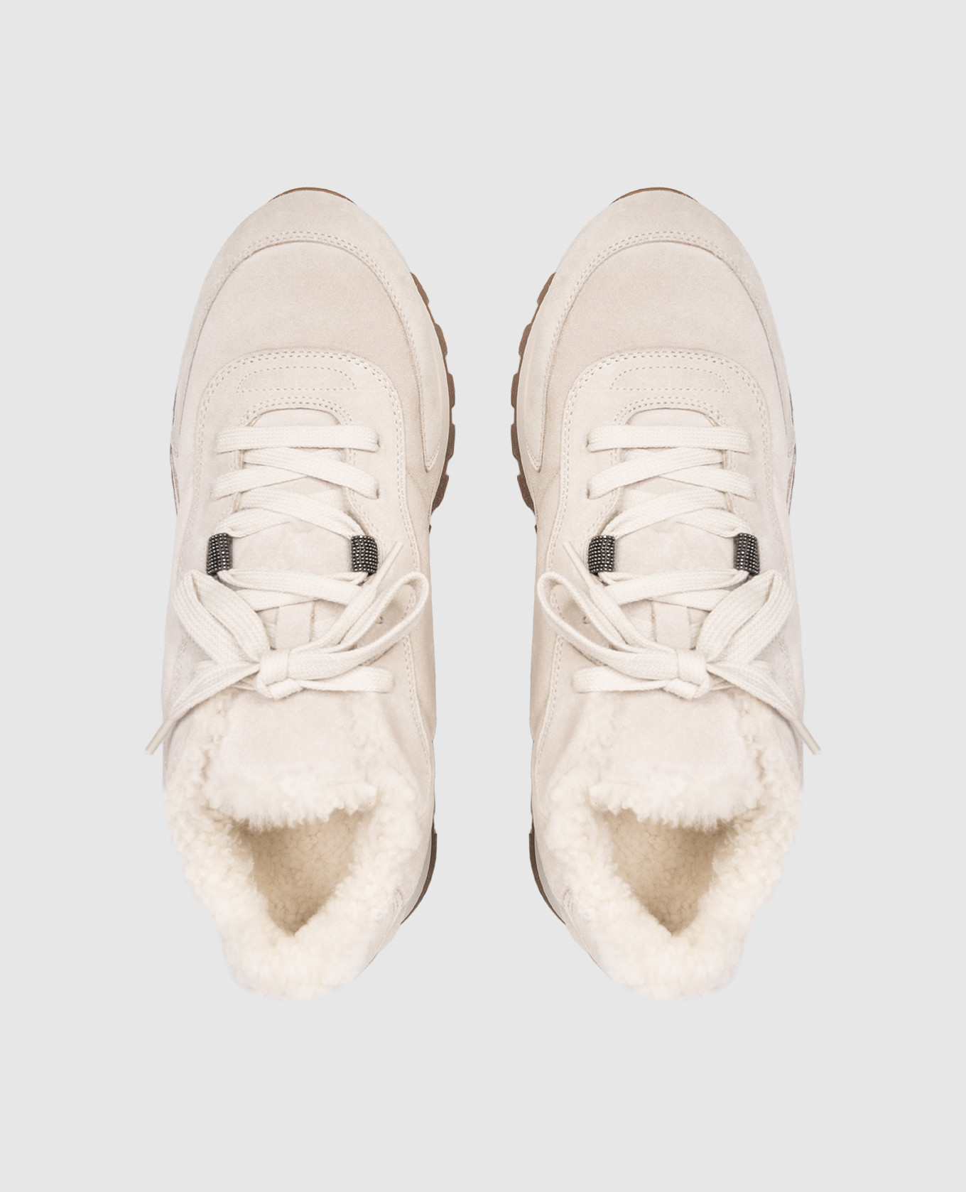 

Beige suede sneakers with fur Brunello Cucinelli