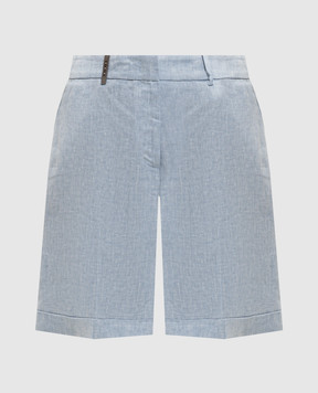 Peserico Blue linen shorts with lapels P0414002598