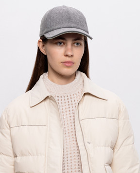 Peserico Gray wool and cashmere cap A36226C003358