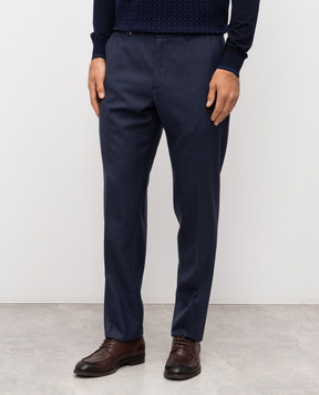 Stefano Ricci Blue wool trousers with emblem M1T5300161W610