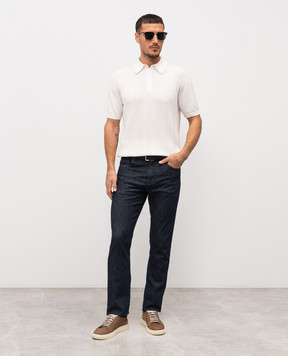 Canali White polo shirt with a pattern MK02463C1177