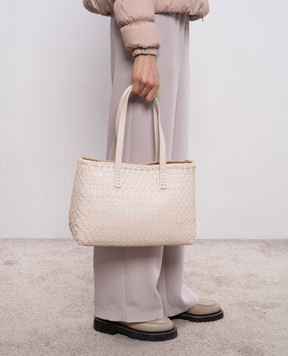 Dragon Salvage Pink Woven Leather Tote Bag DGS68171