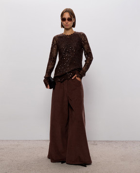 Brunello Cucinelli Brown velvet palazzos MB187P9266