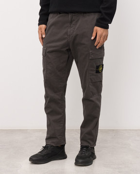 Stone Island Grey cargo pants with logo patch L1S153100051S0004
