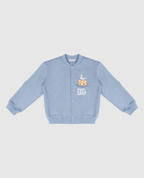 Dolce&Gabbana Children's blue printed bomber jacket L1JWMTG7PNF