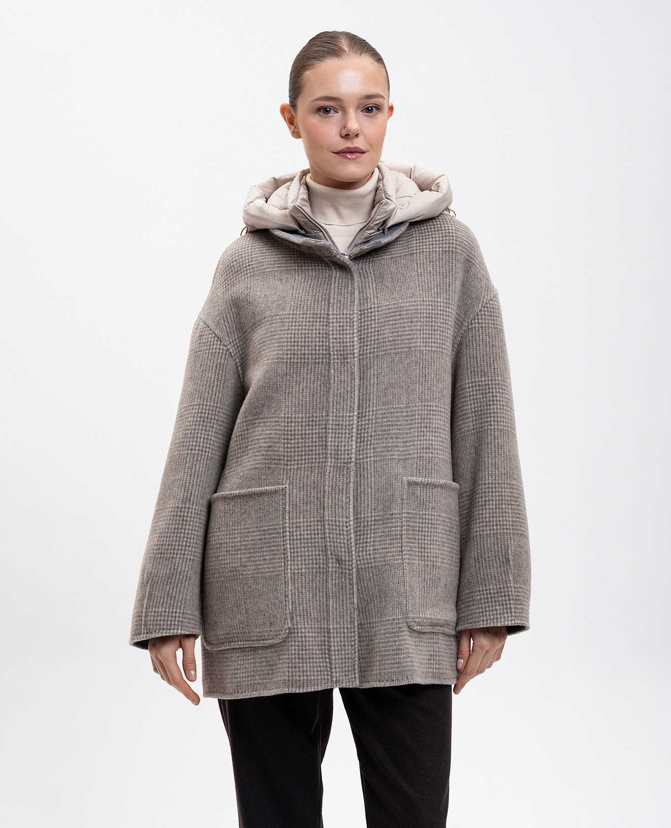 

Beige reversible wool and cashmere patterned jacket MooRER