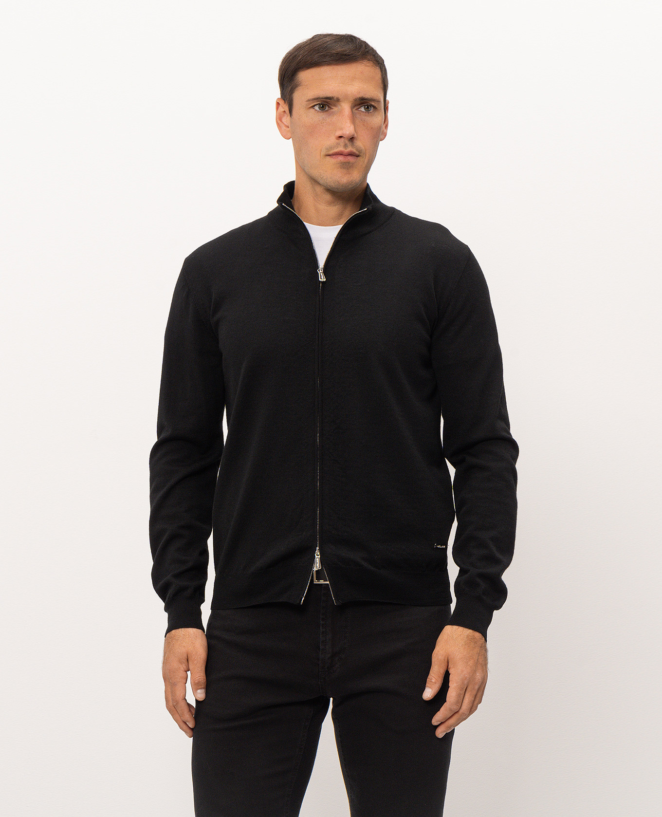 Black wool cardigan Enrico Mandelli 3