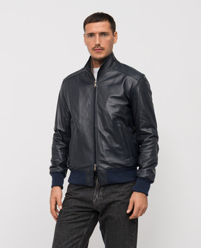 Cashmere&Whiskey Blue leather jacket DF272NAPPA