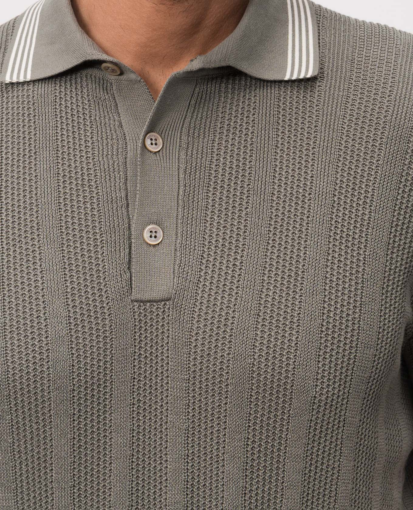 

Khaki polo with contrast stripes Brunello Cucinelli