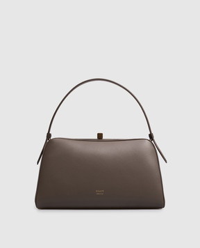 Khaite Cate brown leather bag with logo print H2039875