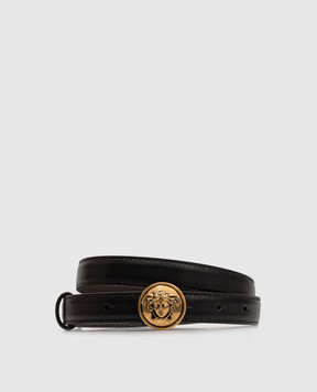Versace Black leather belt with textured emblem 1026856DVTP1