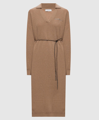 Beige dress made of wool, silk and cashmere