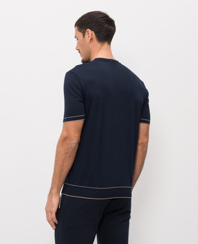 Bertolo Cashmere Blue T-shirt with contrast trim 902204002056
