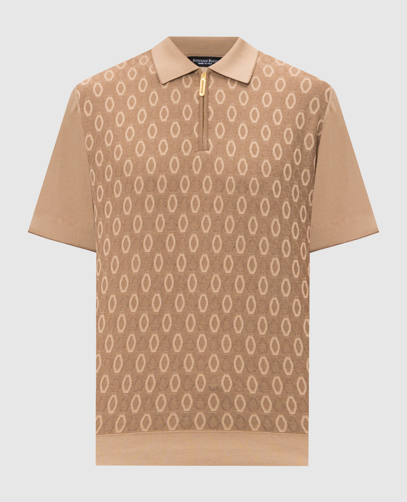 Brown silk polo shirt