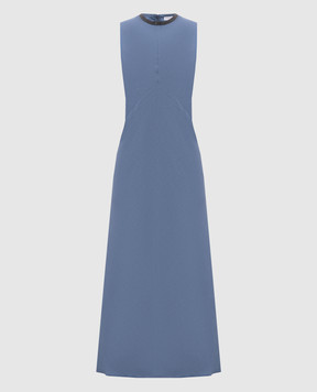 Brunello Cucinelli Blue midi dress with linen MH126AFR61
