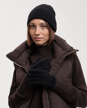 Allude Black cashmere hat with lapel 26511244
