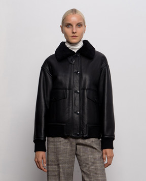 Yves Salomon Black sheepskin coat 27WYV60162MSBV
