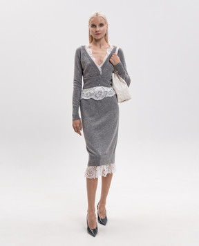 Ermanno Scervino Gray cashmere jumper with lace D492N300APPYU
