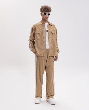 Palm Angels Beige shirt with logo embroidery PAMBN002FB001