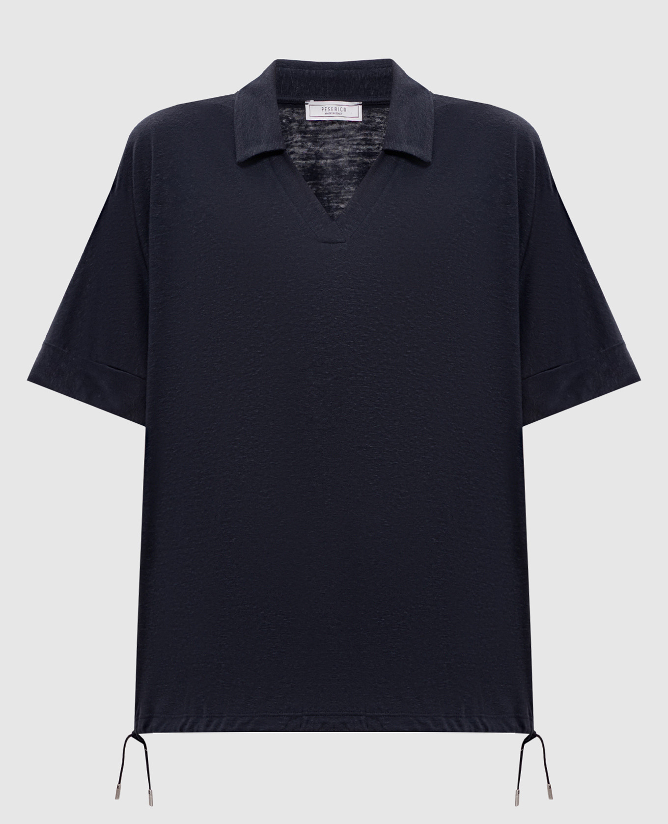 

Blue linen top with polo collar Peserico