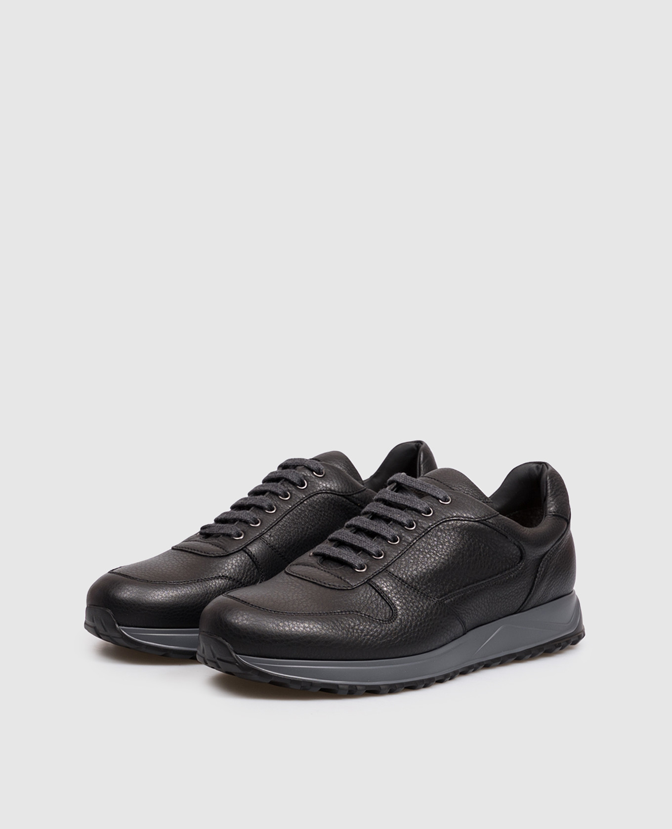 Black leather sneakers with embossed logo Doucal's 2