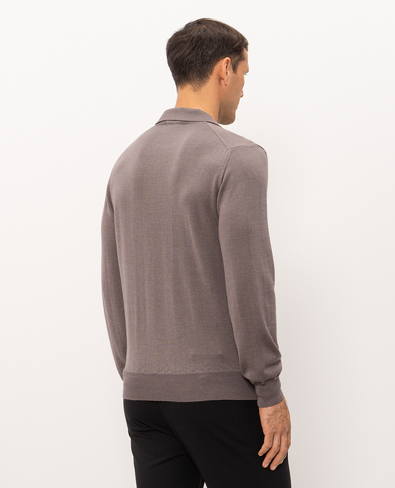 Brown wool, silk and cashmere polo shirt Cashmere&Whiskey 4
