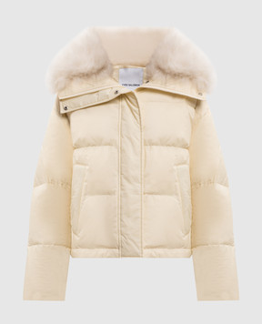 Yves Salomon Army Yellow down jacket with fur 26WFV01960U04W