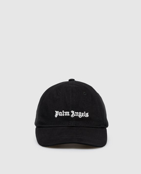 Palm Angels Children's black cap with logo embroidery PGLB001S26FAB003
