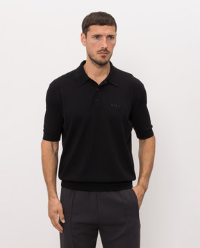 Balmain Black polo shirt with embroidered logo HH1GB045KK24