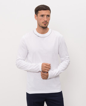 Dolce&Gabbana White longsleeve with contrasting logo embroidery G8SD2ZG7P9O