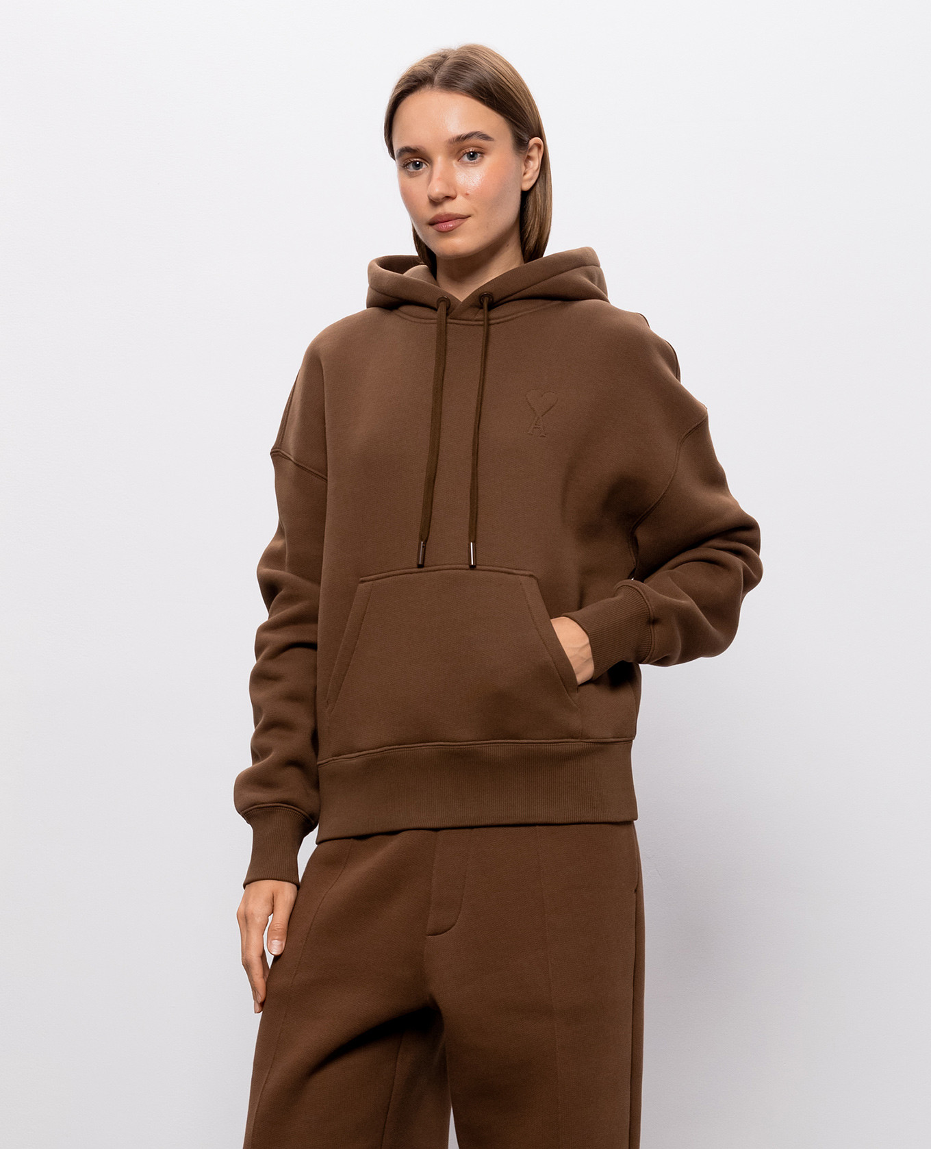 Brown insulated hoodie Ami Paris 3