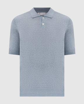 Brunello Cucinelli Blue linen and silk polo shirt MSL806105
